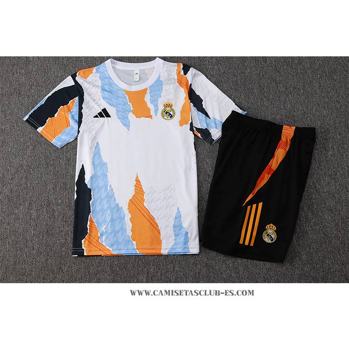 Chandal del Real Madrid 24-25 Manga Corta Blanco y Amarillo - Pantalon Corto
